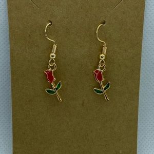 Red Rose Earrings